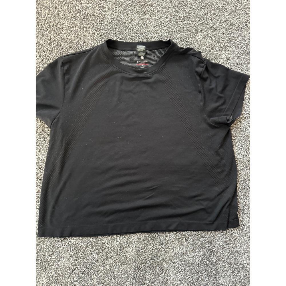 Spyder Active Womens XL Black Short Sleeve Performance Training Shirt RN63619